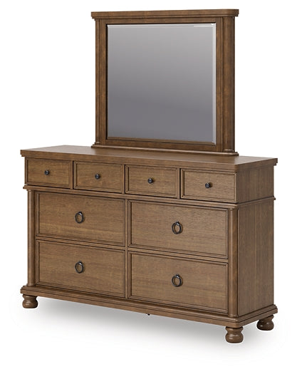 Rowlenstown  Poster Bed With Mirrored Dresser