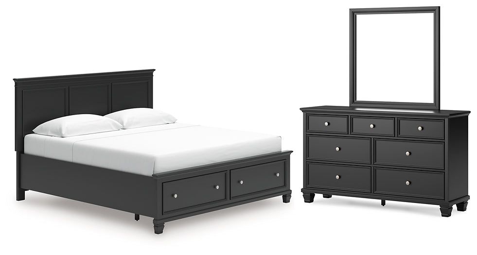 Lanolee  Panel Storage Bed, Dresser And Mirror
