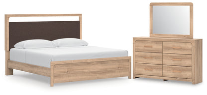 Kinlanni  Upholstered Platform Bed, Dresser And Mirror