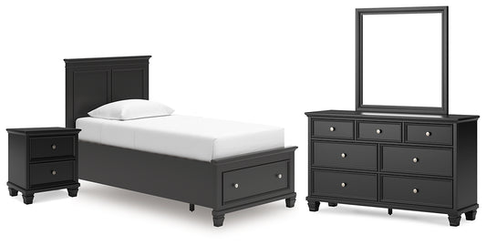 Lanolee  Panel Storage Bed, Dresser, Mirror And Nightstand