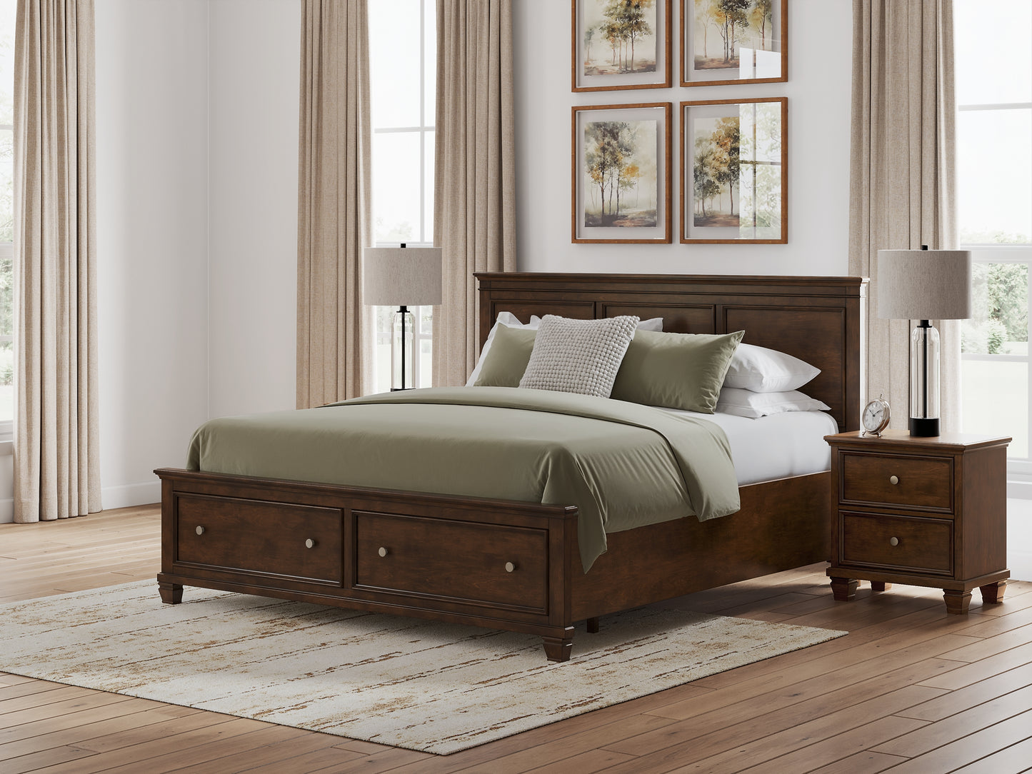 Danabrin  Panel Storage Bed, Dresser And Mirror