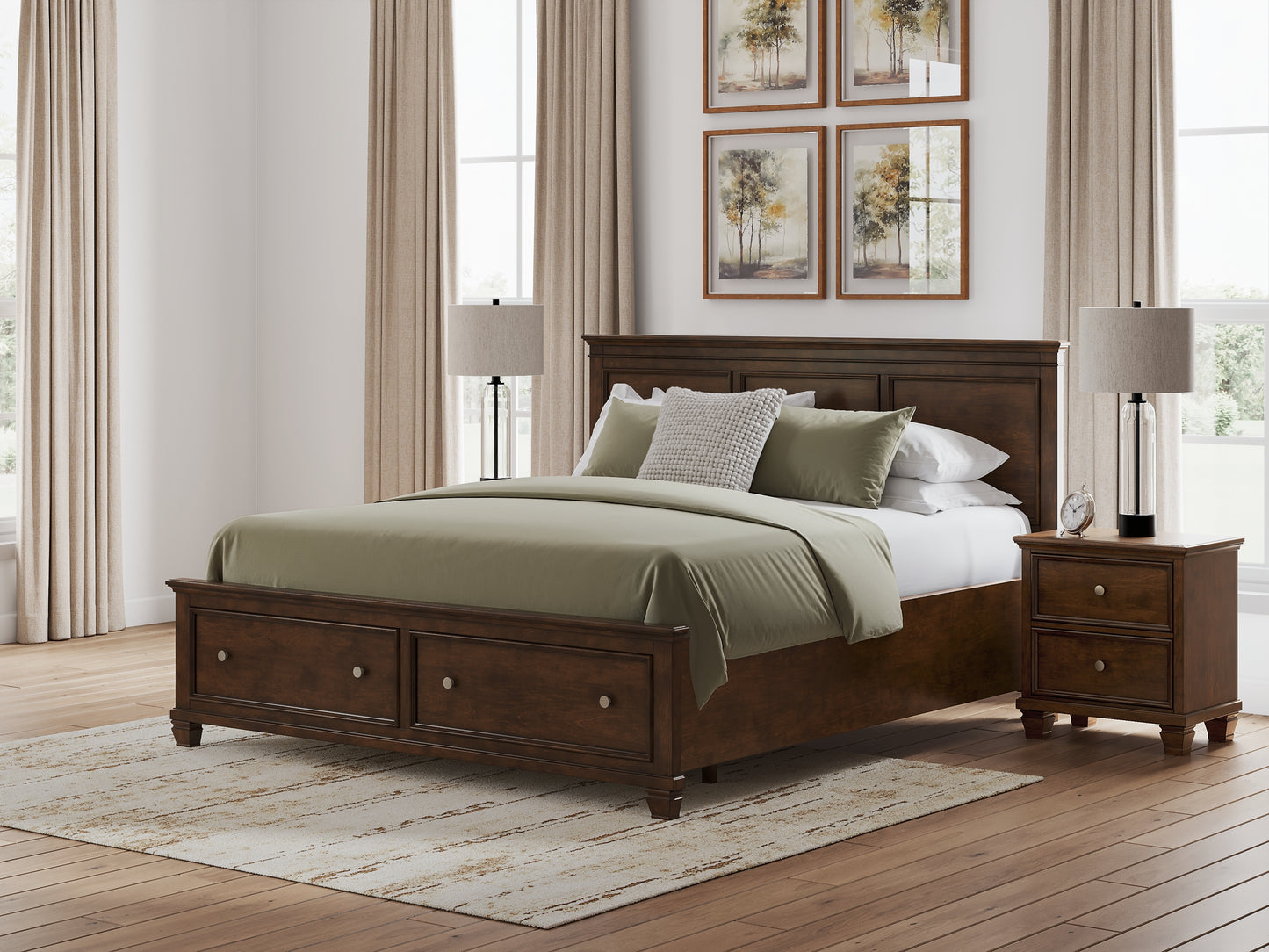 Danabrin California  Panel Storage Bed, Dresser, Mirror And Nightstand