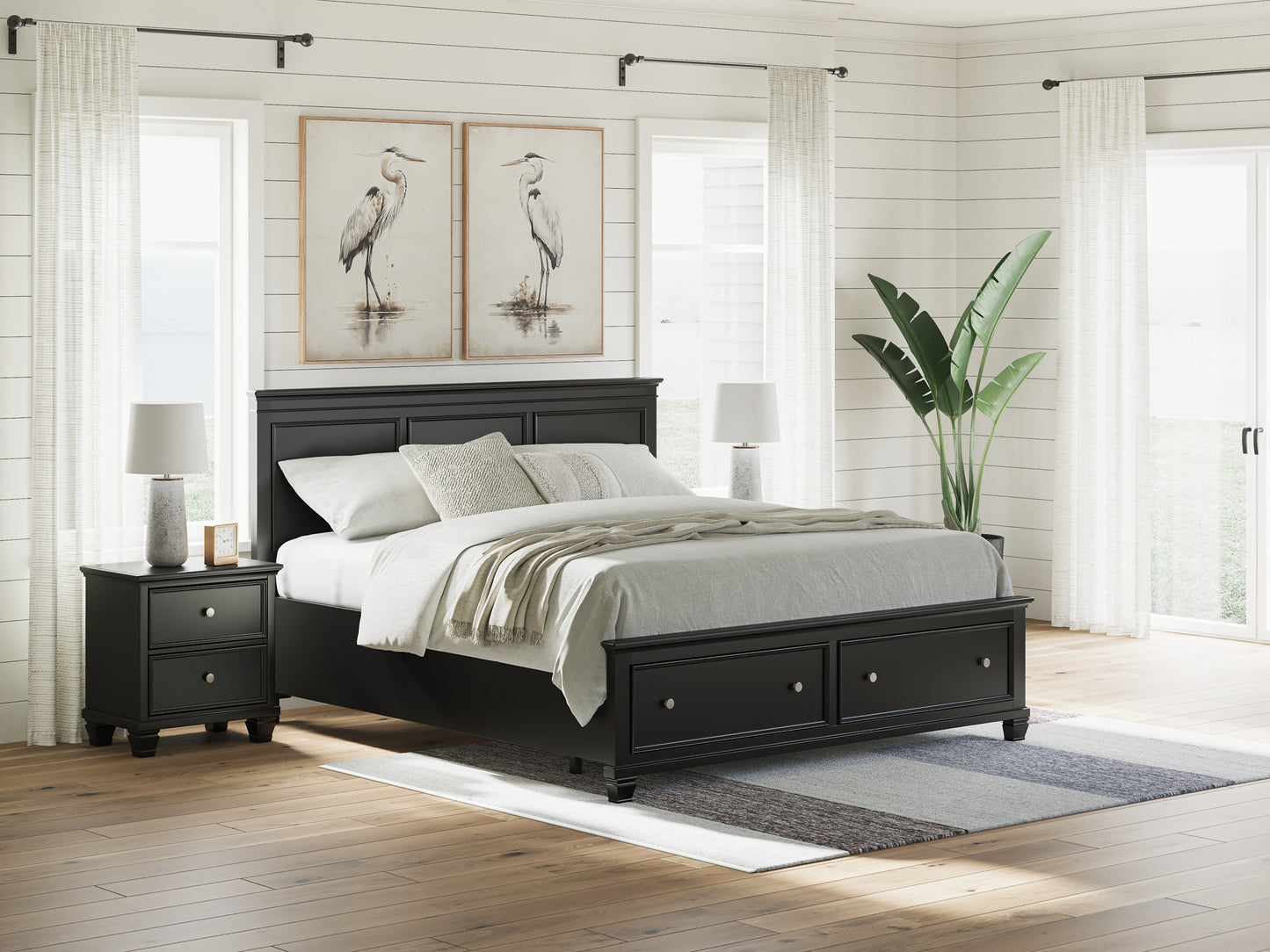 Lanolee California  Panel Storage Bed, Dresser, Mirror And Nightstand