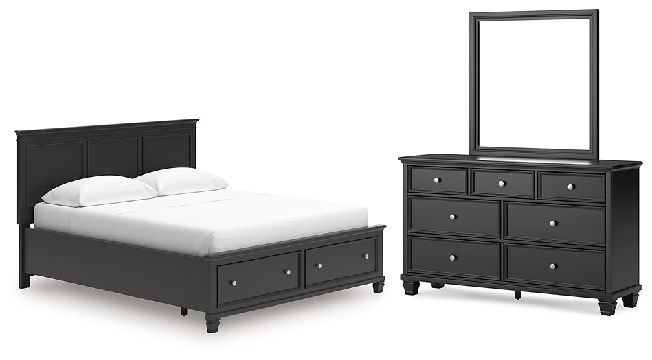 Lanolee California  Panel Storage Bed, Dresser And Mirror