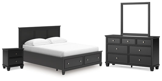 Lanolee California  Panel Storage Bed, Dresser, Mirror And Nightstand