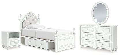 Kozlani  Upholstered Panel Storage Bed, Dresser, Mirror And Nightstand