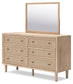 Cielden  Upholstered Bed With Roll Slats, Dresser, Mirror, Chest And Nightstand