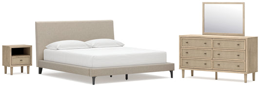Cielden California  Upholstered Bed With Roll Slats, Dresser, Mirror And Nightstand