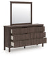 Pamytta  Upholstered Panel Bed, Dresser And Mirror