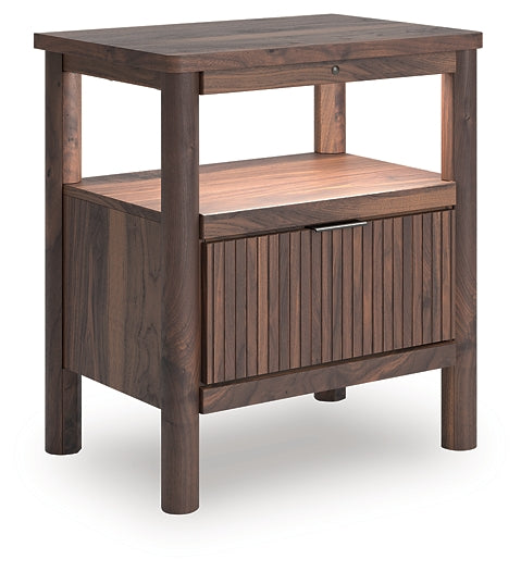 Pamytta  Upholstered Panel Bed, Dresser, Mirror And Nightstand