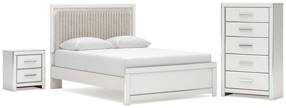Zuraleus  Upholstered Panel Platform Bed, Dresser, Mirror And Nightstand
