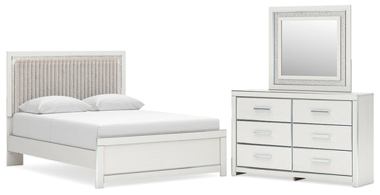 Zuraleus  Upholstered Panel Platform Bed, Dresser And Mirror