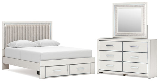 Zuraleus  Upholstered Panel Platform Storage Bed, Dresser And Mirror