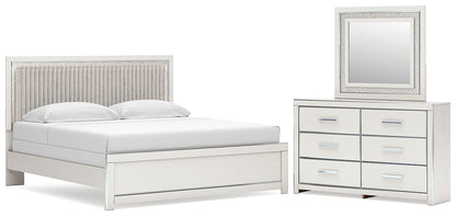 Zuraleus  Upholstered Panel Bed, Dresser And Mirror