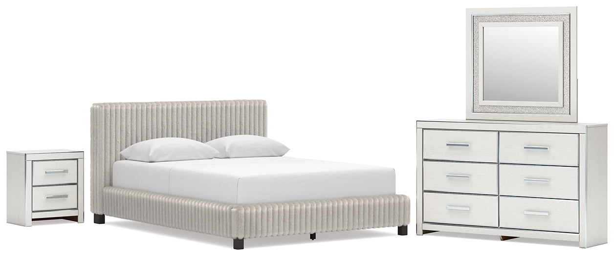 Zuraleus  Upholstered Bed, Dresser, Mirror And Nightstand