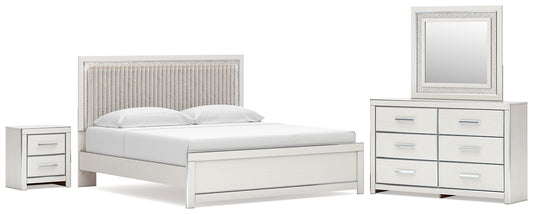 Zuraleus  Upholstered Panel Platform Bed, Dresser, Mirror And Nightstand