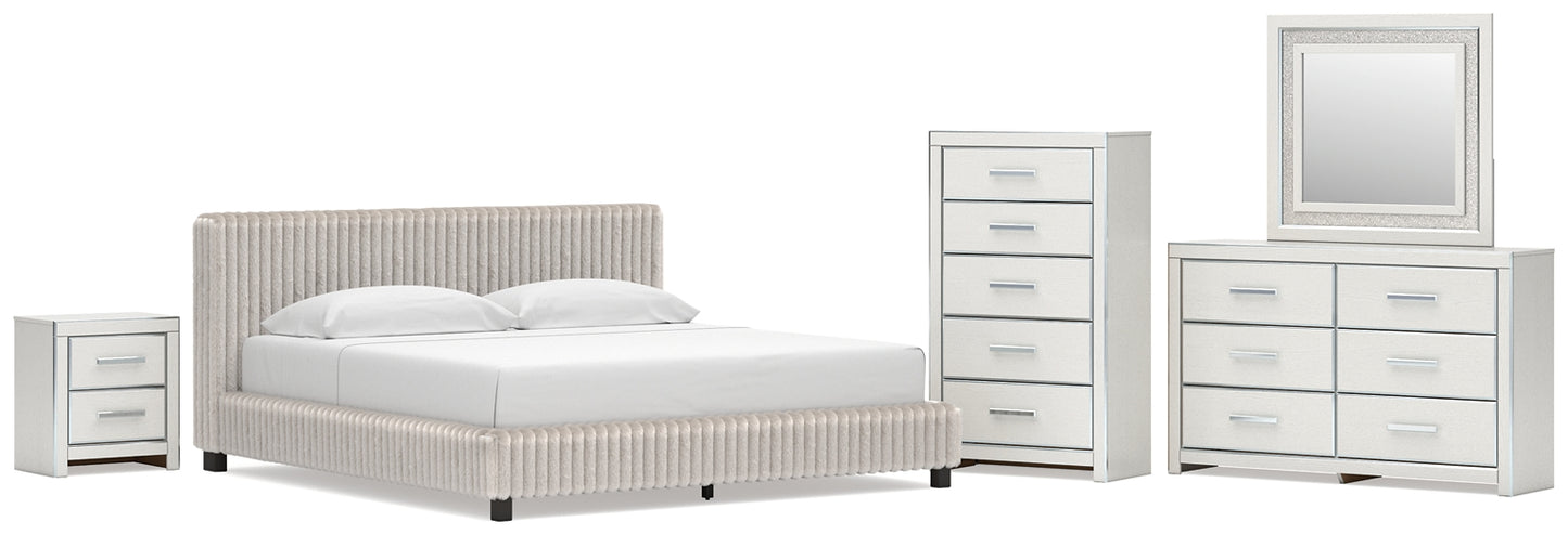 Zuraleus  Upholstered Bed, Dresser, Mirror, Chest And Nightstand