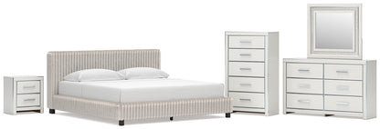 Zuraleus  Upholstered Bed, Dresser, Mirror, Chest And Nightstand
