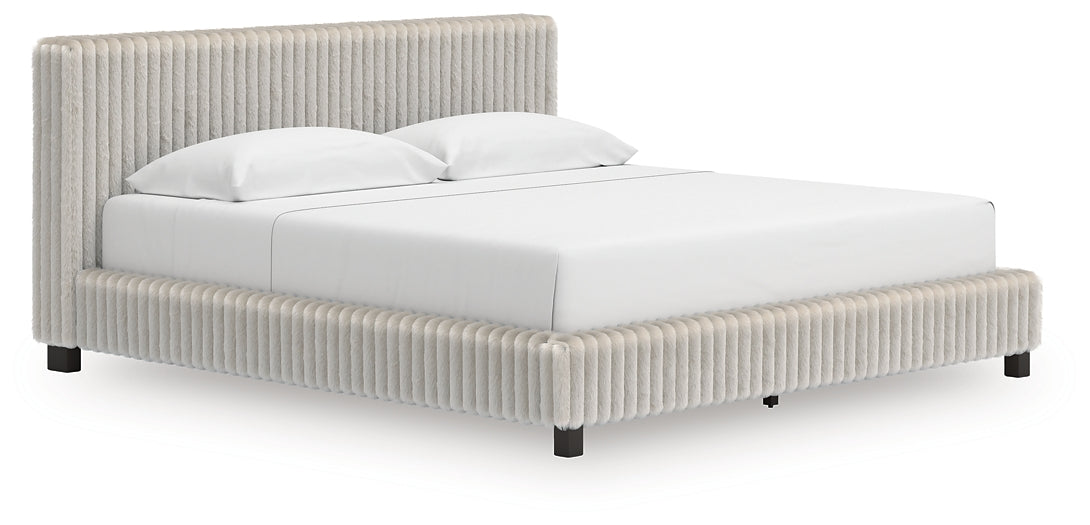 Zuraleus  Upholstered Bed, Dresser, Mirror And Nightstand