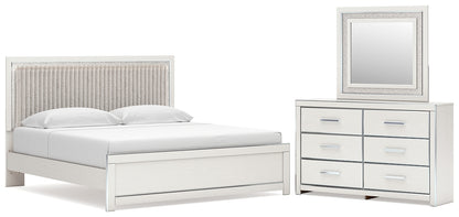 Zuraleus  Upholstered Panel Platform Bed, Dresser And Mirror