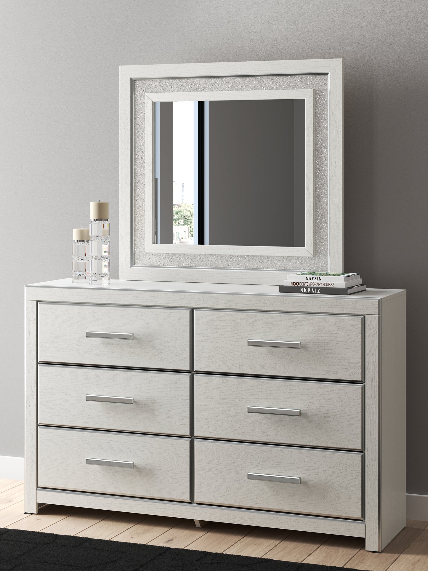 Zuraleus California  Upholstered Bed, Dresser And Mirror