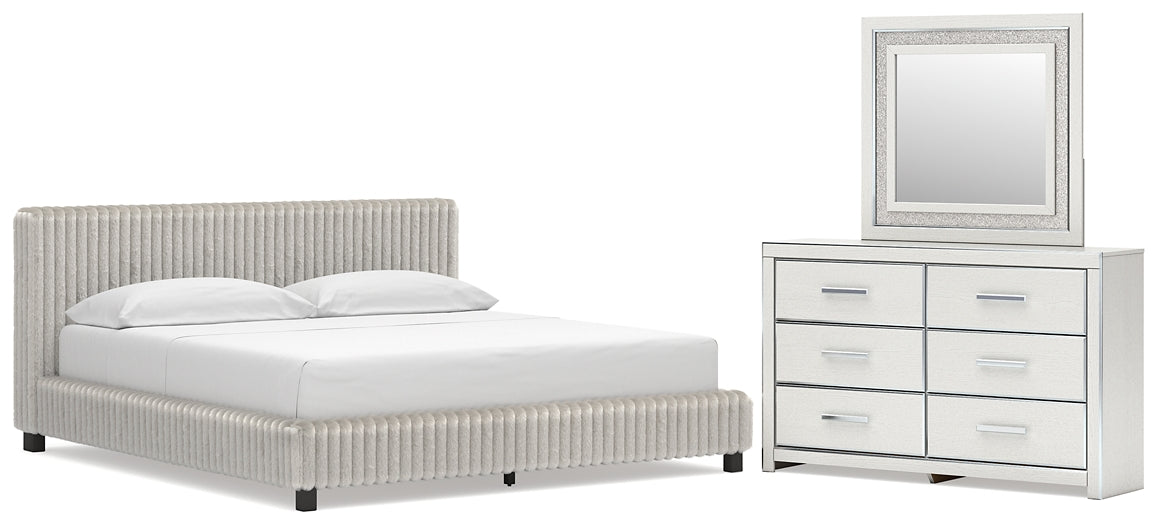 Zuraleus California  Upholstered Bed, Dresser And Mirror