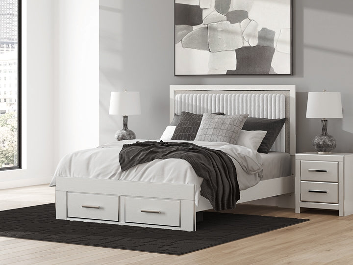 Zuraleus  Upholstered Panel Platform Storage Bed, Dresser, Mirror And Nightstand