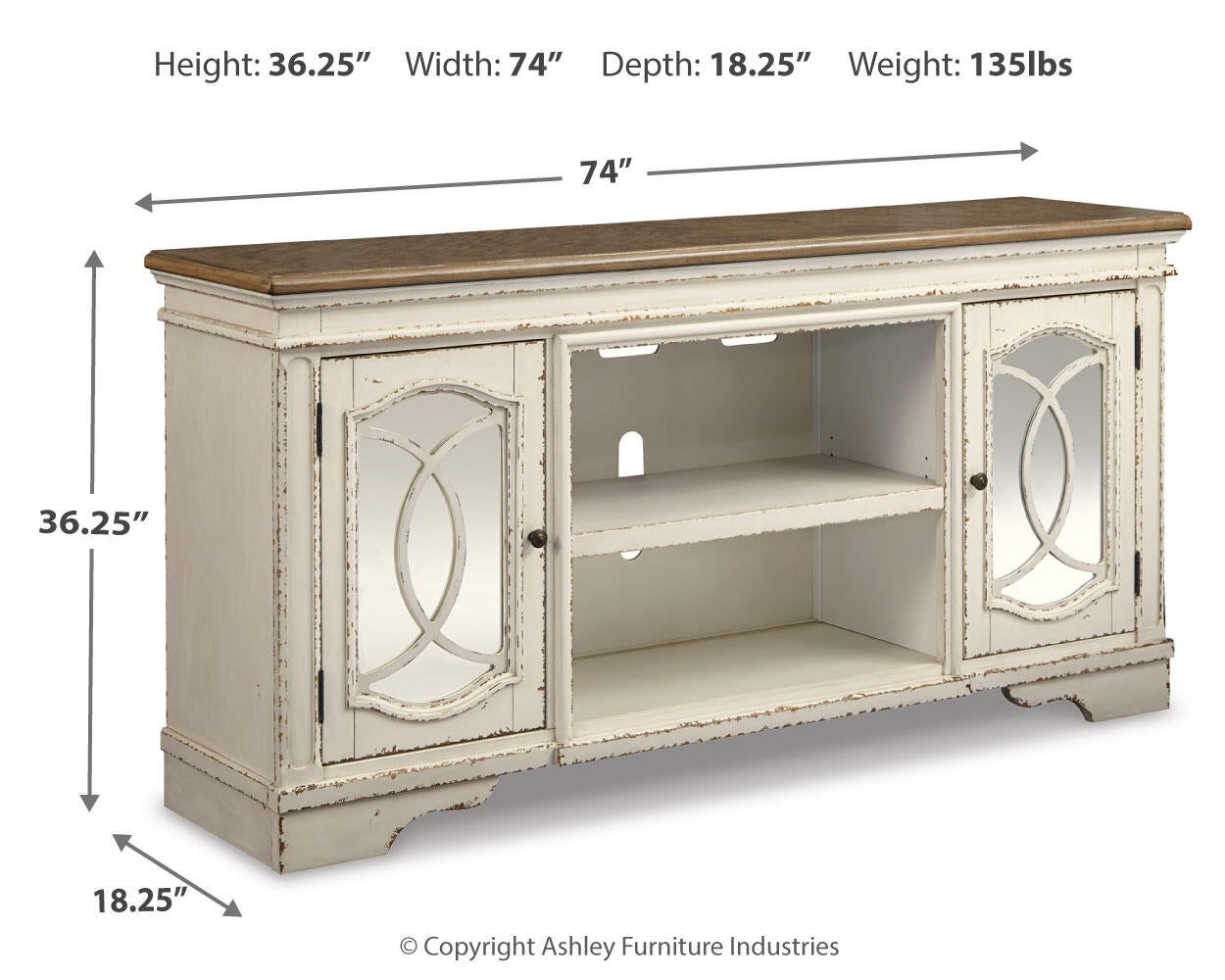 Mueble para TV Realyn XL con opción de chimenea