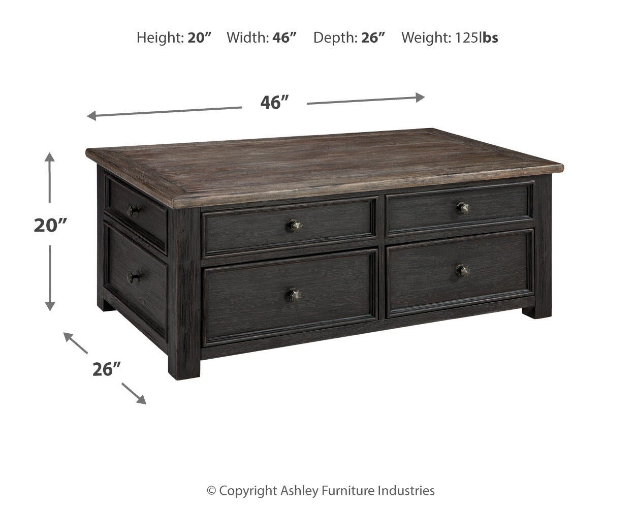 Ashley Express - Mesa de centro elevable Tyler Creek