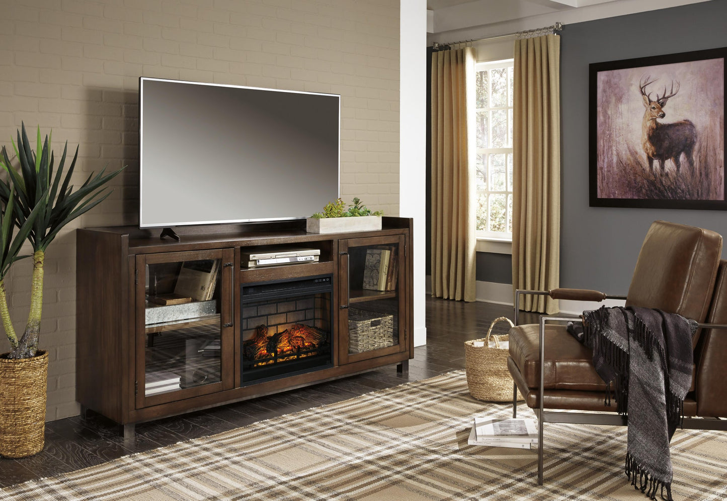 Mueble de TV Starmore de 70" con chimenea eléctrica