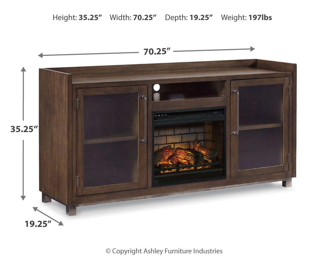 Mueble de TV Starmore de 70" con chimenea eléctrica
