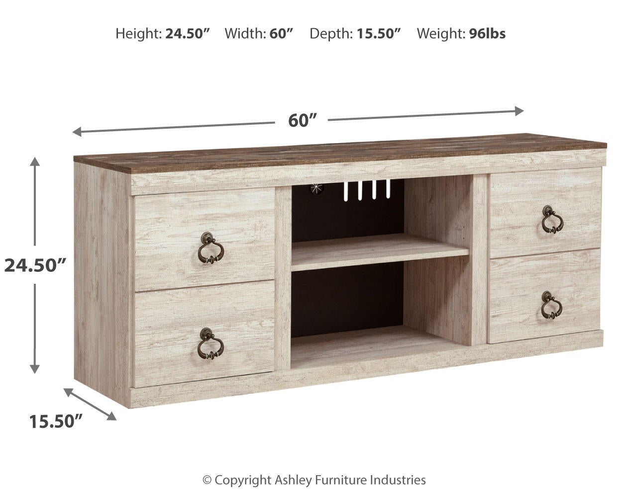 Ashley Express - Mueble para TV Willowton con opción de chimenea
