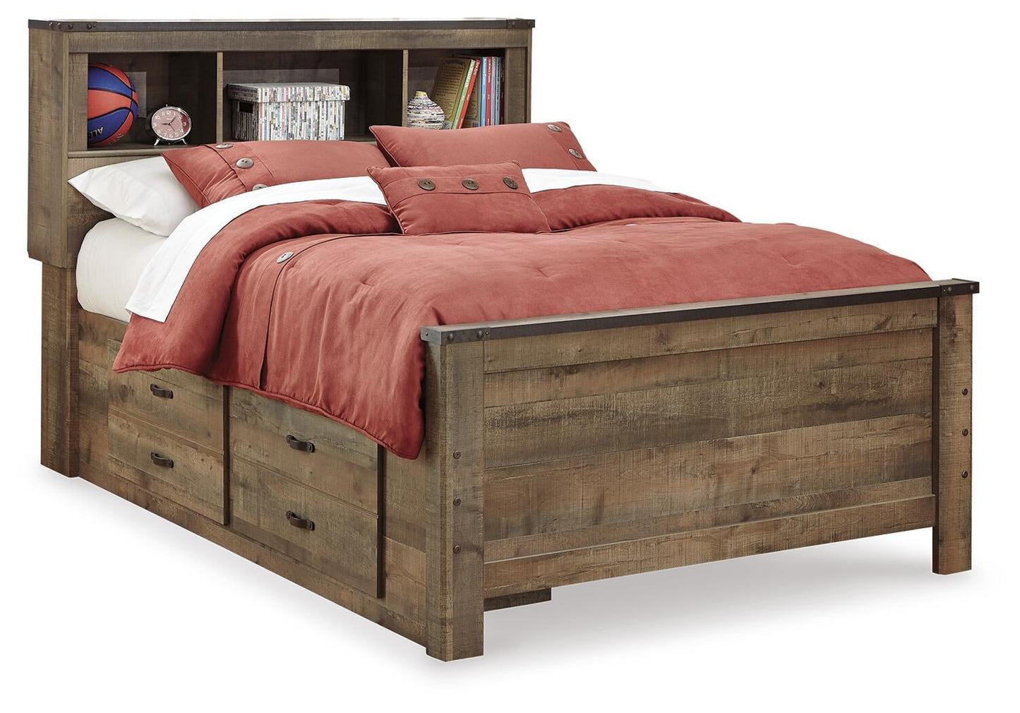 Trinell  Bookcase Bed With 2 Sided Storage