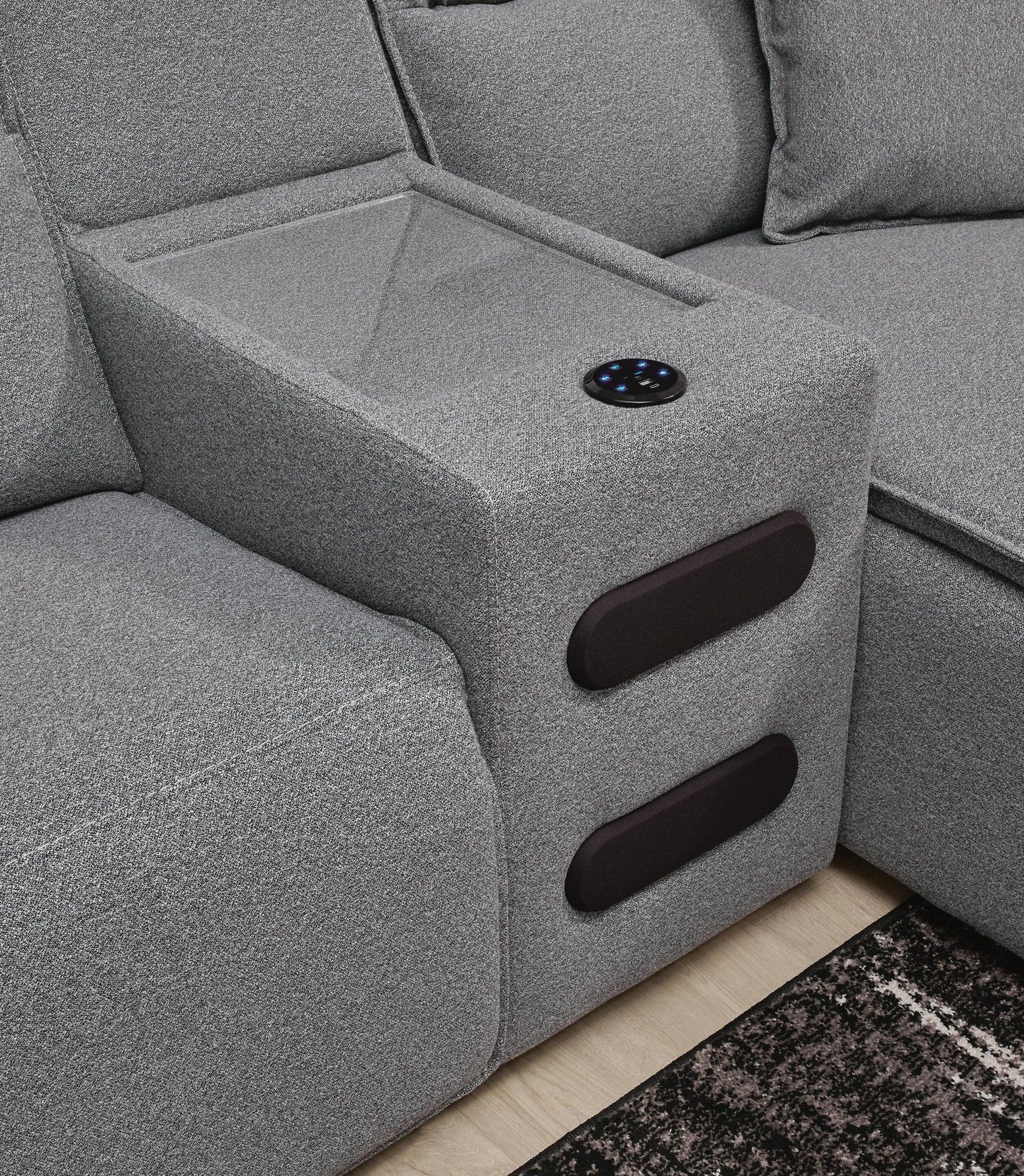 Seccional reclinable eléctrico Modmax II de 5 piezas con chaise longue y consolas de audio