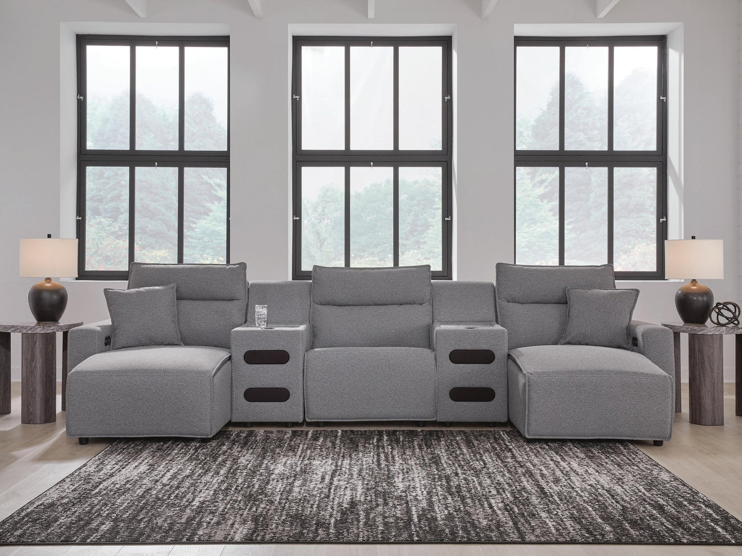 Seccional reclinable eléctrico Modmax II de 5 piezas con chaise longue y consolas de audio