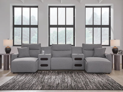 Seccional reclinable eléctrico Modmax II de 5 piezas con chaise longue y consolas de audio