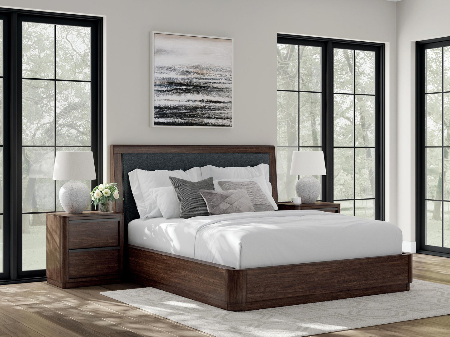 Cama tapizada con paneles Dilenno California
