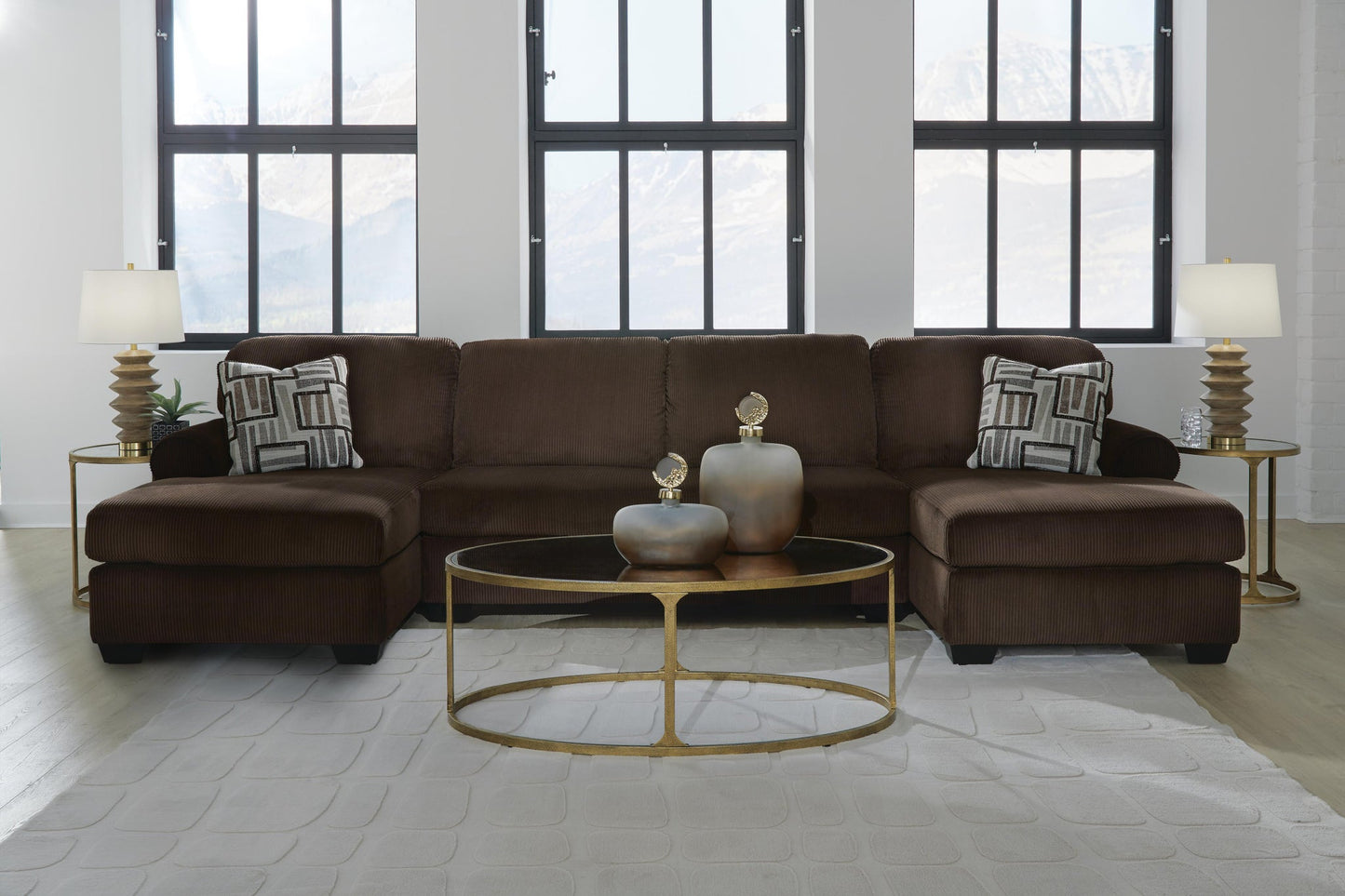 Seccional de 3 piezas Kimlee con doble chaise longue