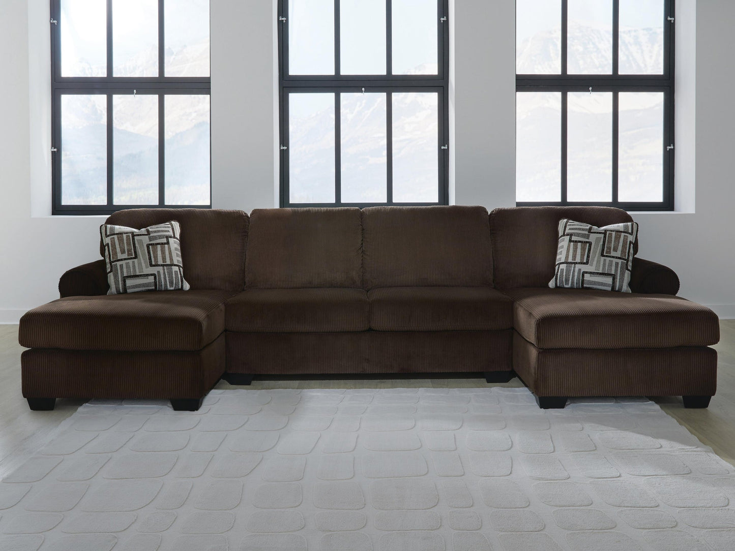 Seccional de 3 piezas Kimlee con doble chaise longue