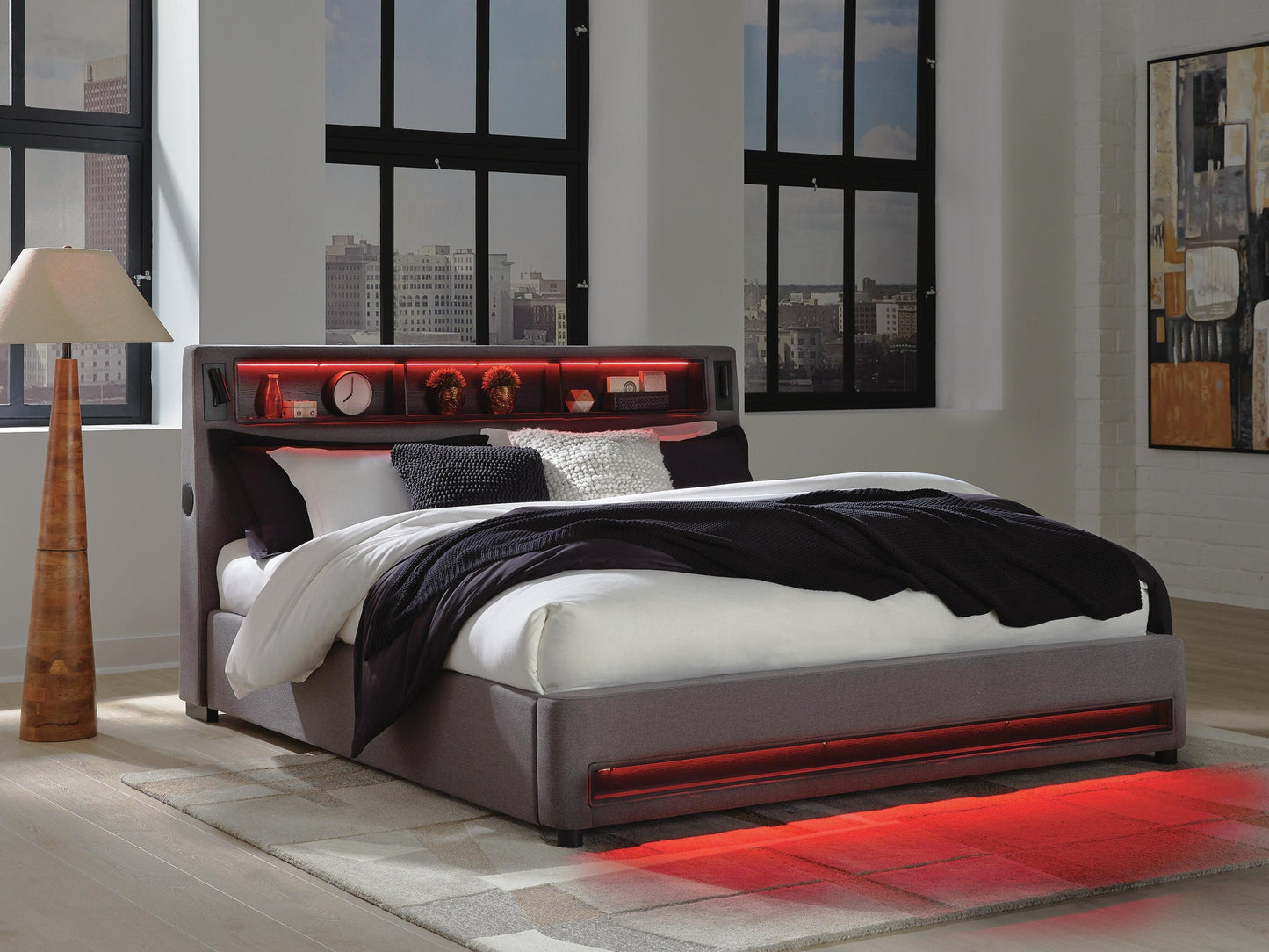 Verishaw  Upholstered Bed With Wireless Audio