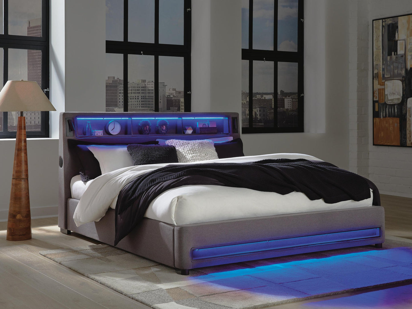 Verishaw  Upholstered Bed With Wireless Audio