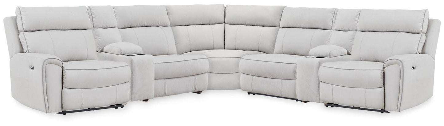 Seccional reclinable de 7 piezas Social Pointe con consolas de almacenamiento