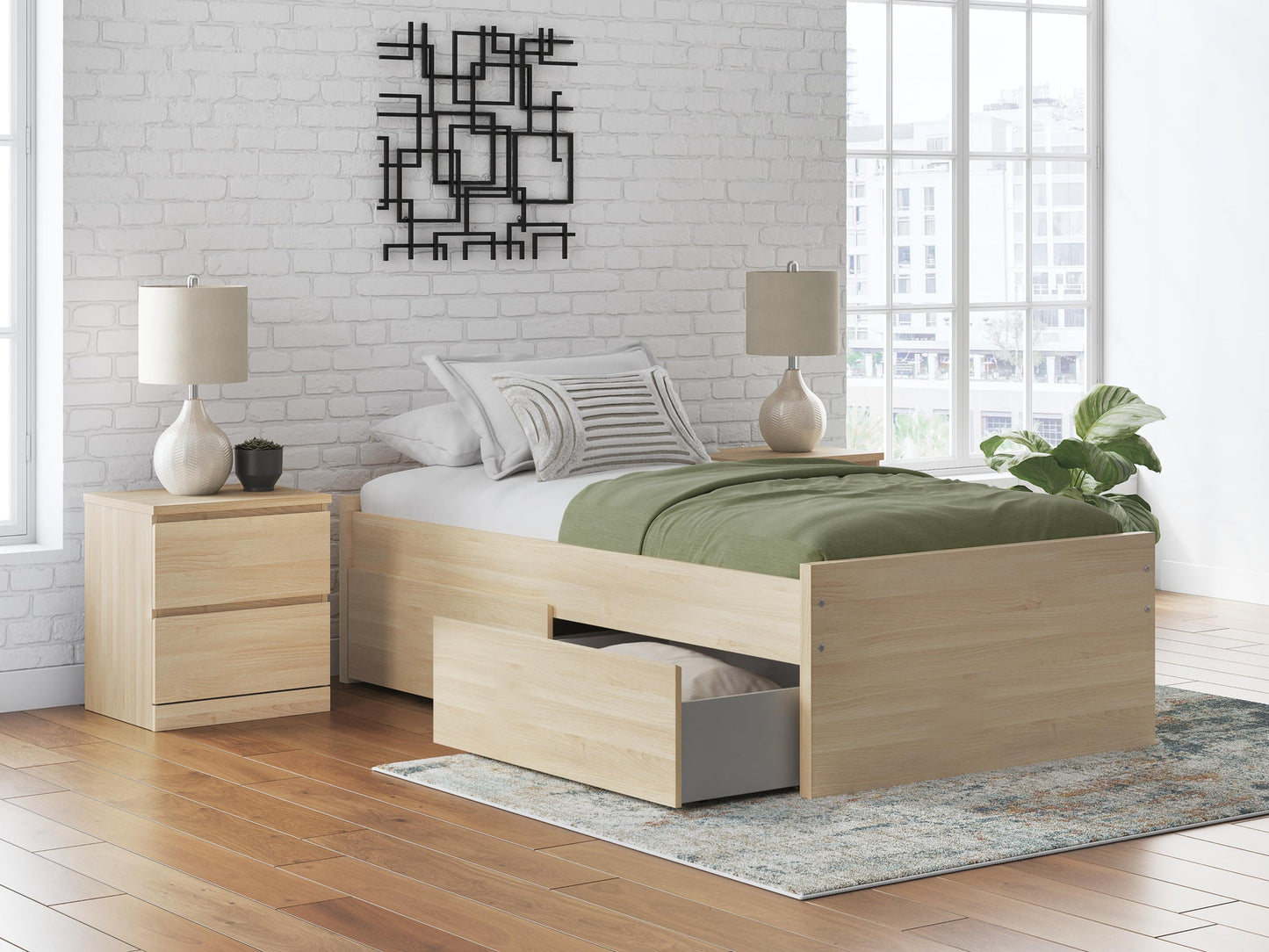 Ashley Express - Cama con plataforma Onita con 1 espacio de almacenamiento lateral