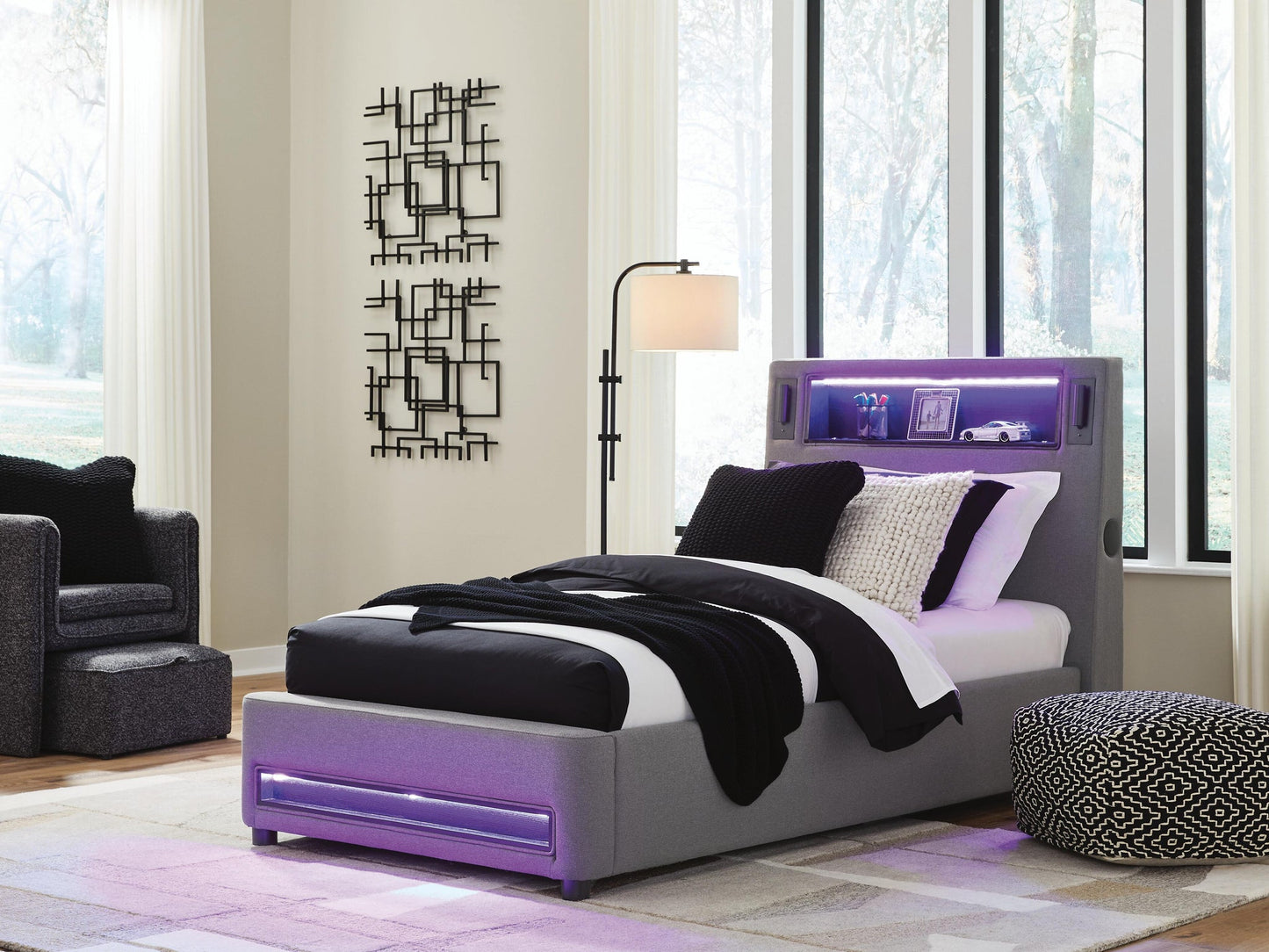 Ashley Express - Verishaw  Upholstered Bed With Wireless Audio