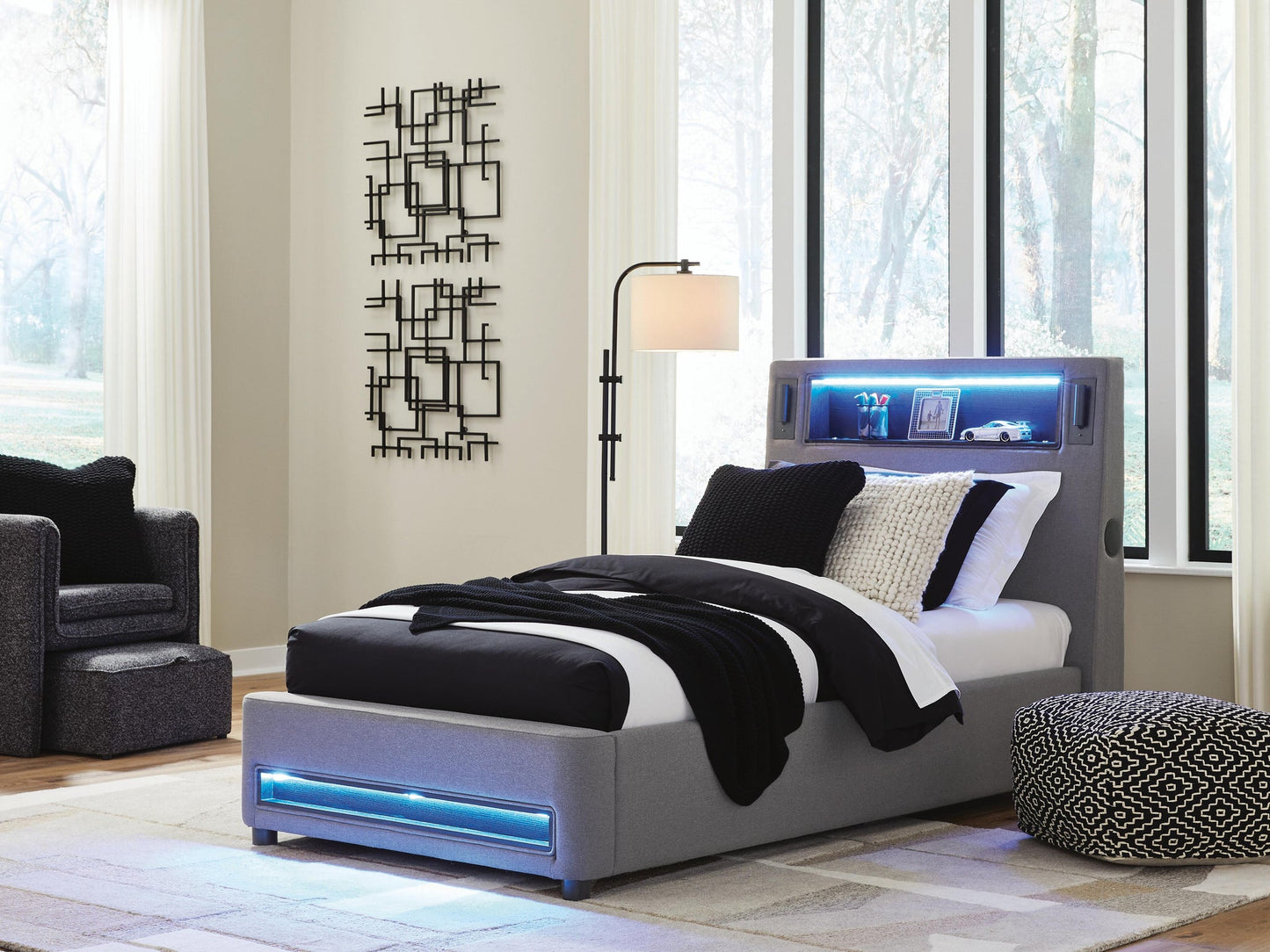 Ashley Express - Verishaw  Upholstered Bed With Wireless Audio