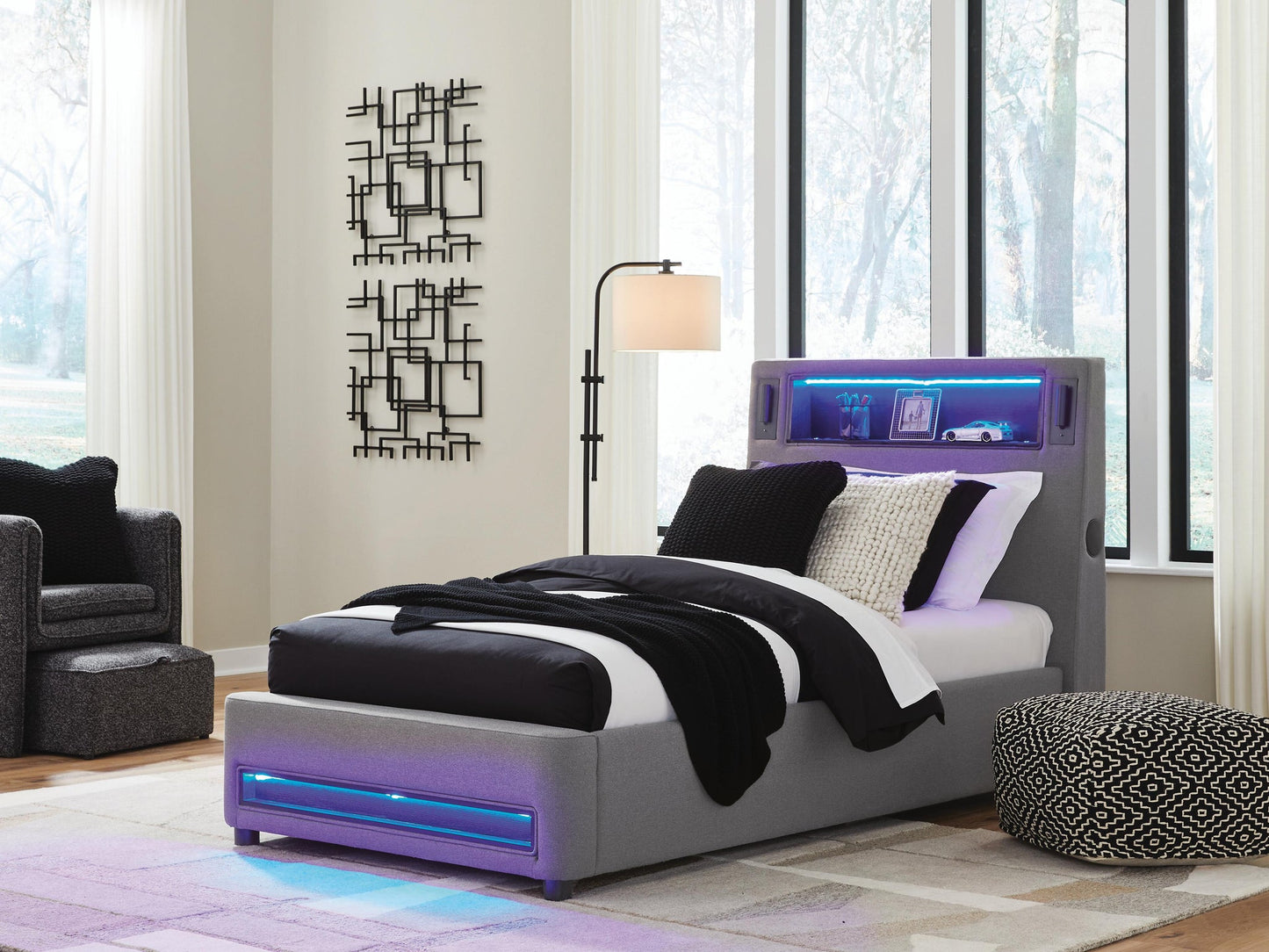 Ashley Express - Verishaw  Upholstered Bed With Wireless Audio