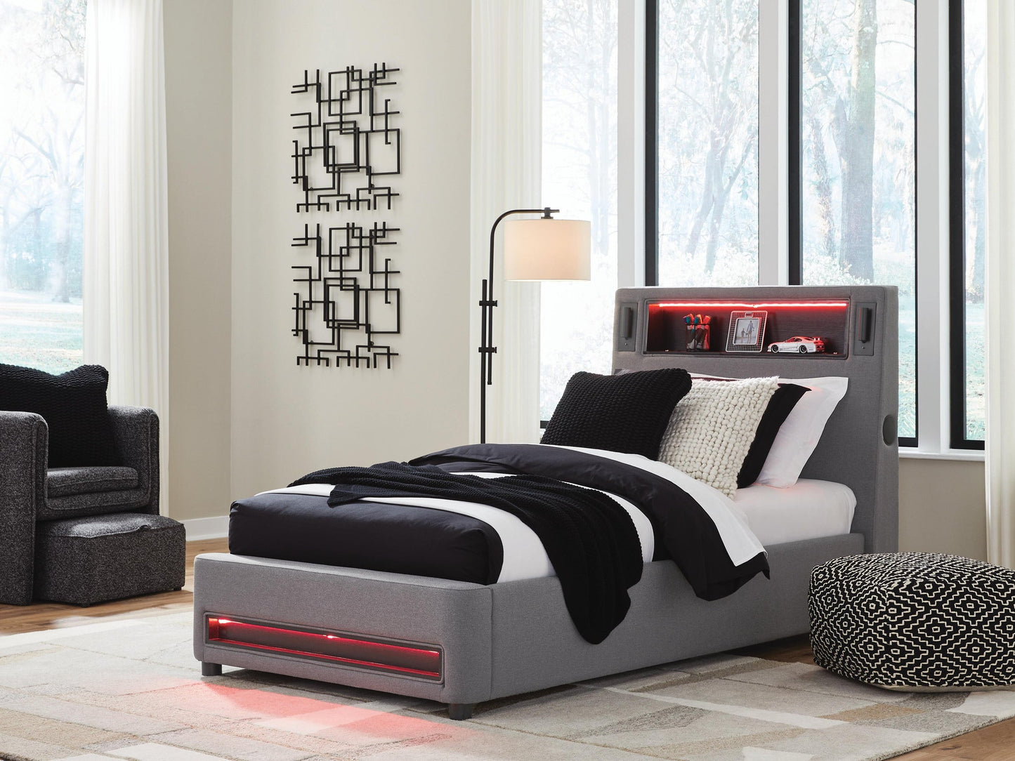Ashley Express - Verishaw  Upholstered Bed With Wireless Audio