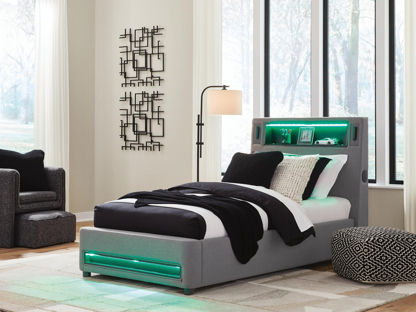 Ashley Express - Verishaw  Upholstered Bed With Wireless Audio