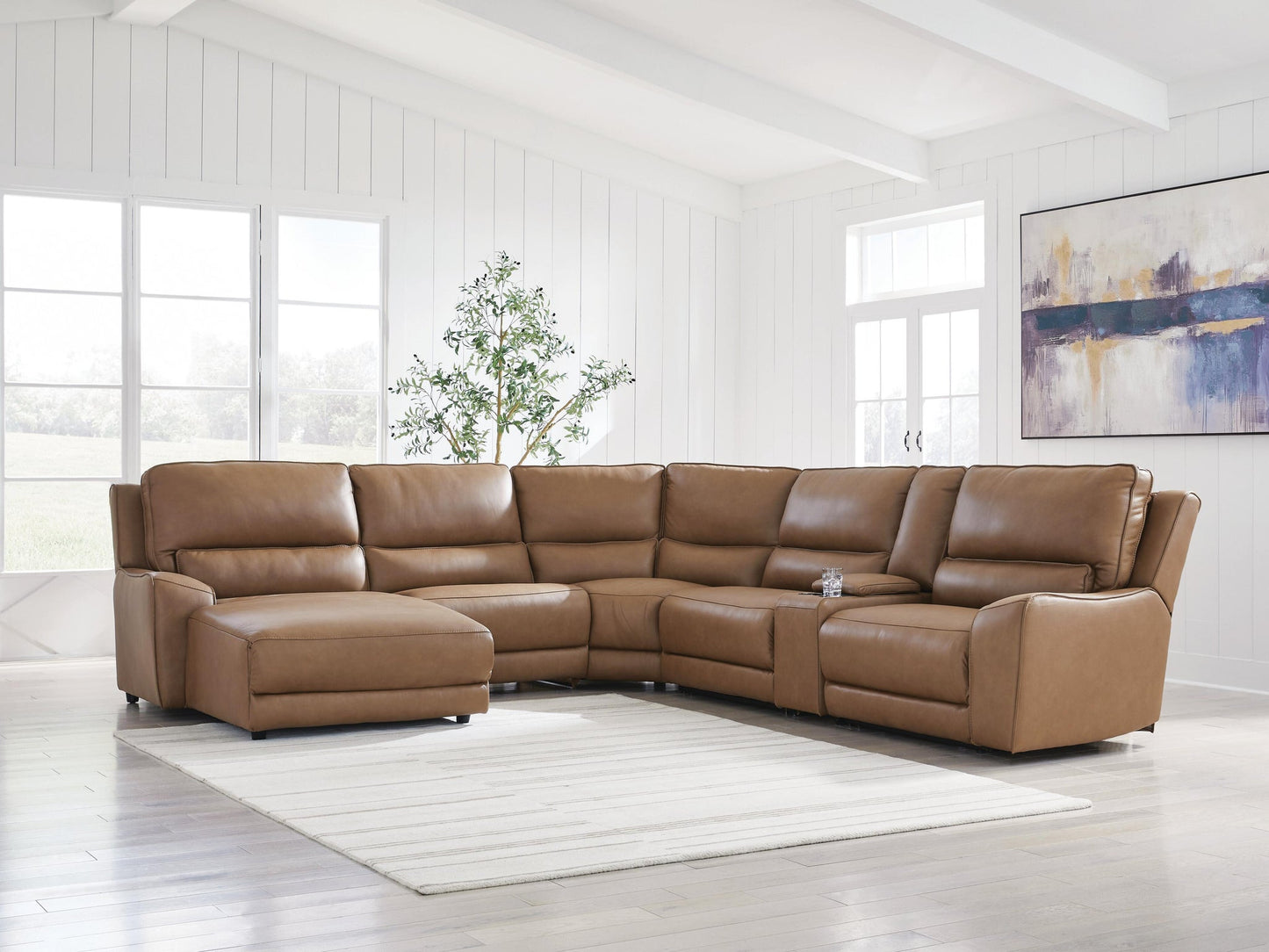 Seccional reclinable eléctrico de 6 piezas DeepWakes con diván