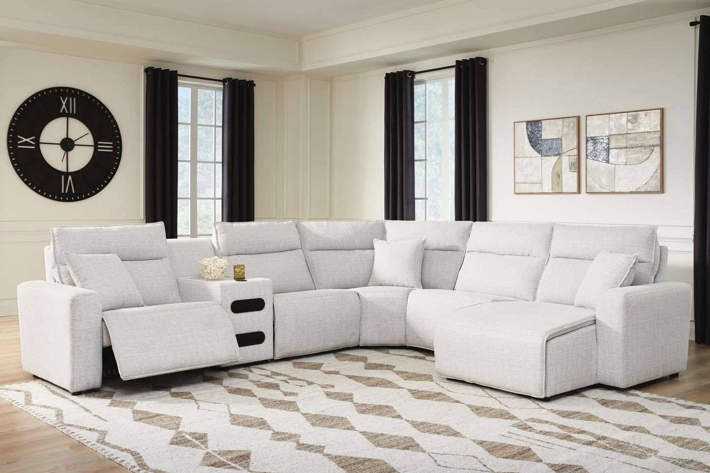Modular seccional reclinable Modmax II de 6 piezas con chaise y consola de audio